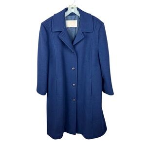 Pendleton 100% Virgin Wool Navy Blue Long Coat Size 14 | Vintage 50s Made in USA